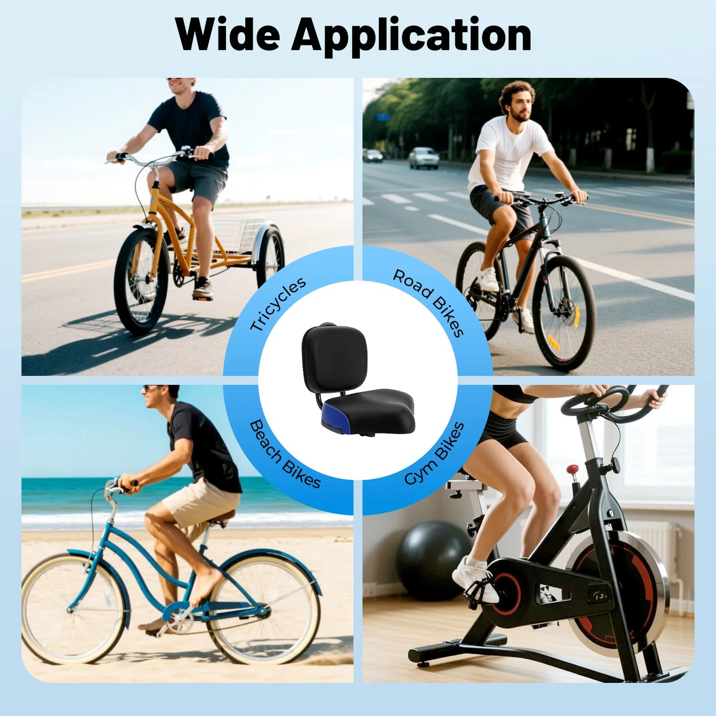 Wide Comfort Tricycle Electric Bicycle Saddle With Back Rest
