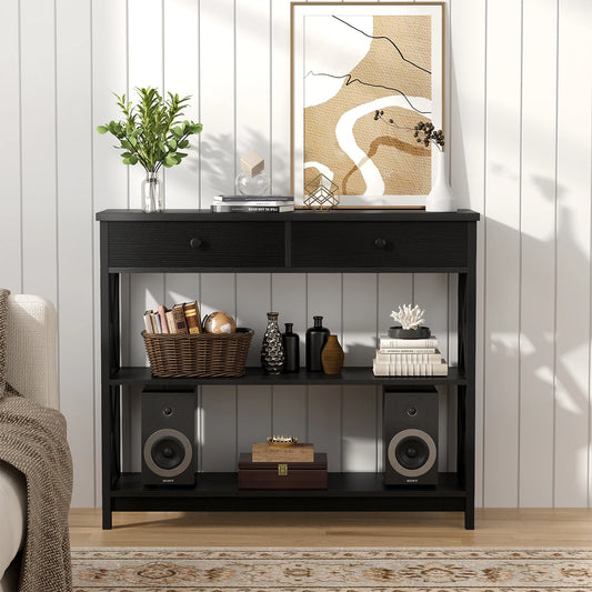 JHK Two Tier Sofa Table Industrial Hallway Entryway Living Room