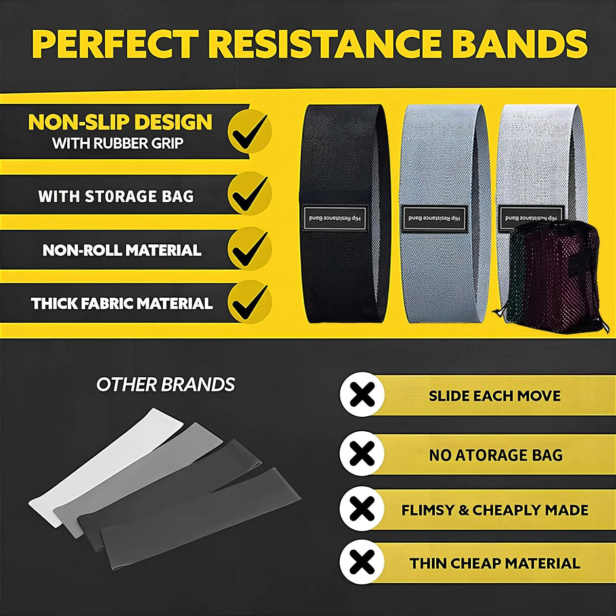 Elastic Resistance Band Set Legs and Hips with Storage Bag