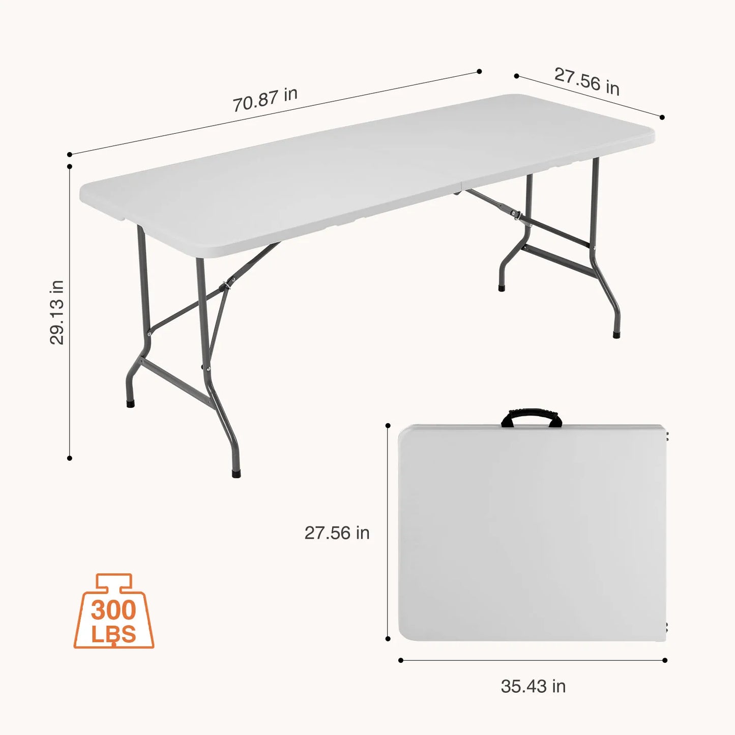 JHK Portable Folding Outdoor Indoor Table Heavy Duty With Handle