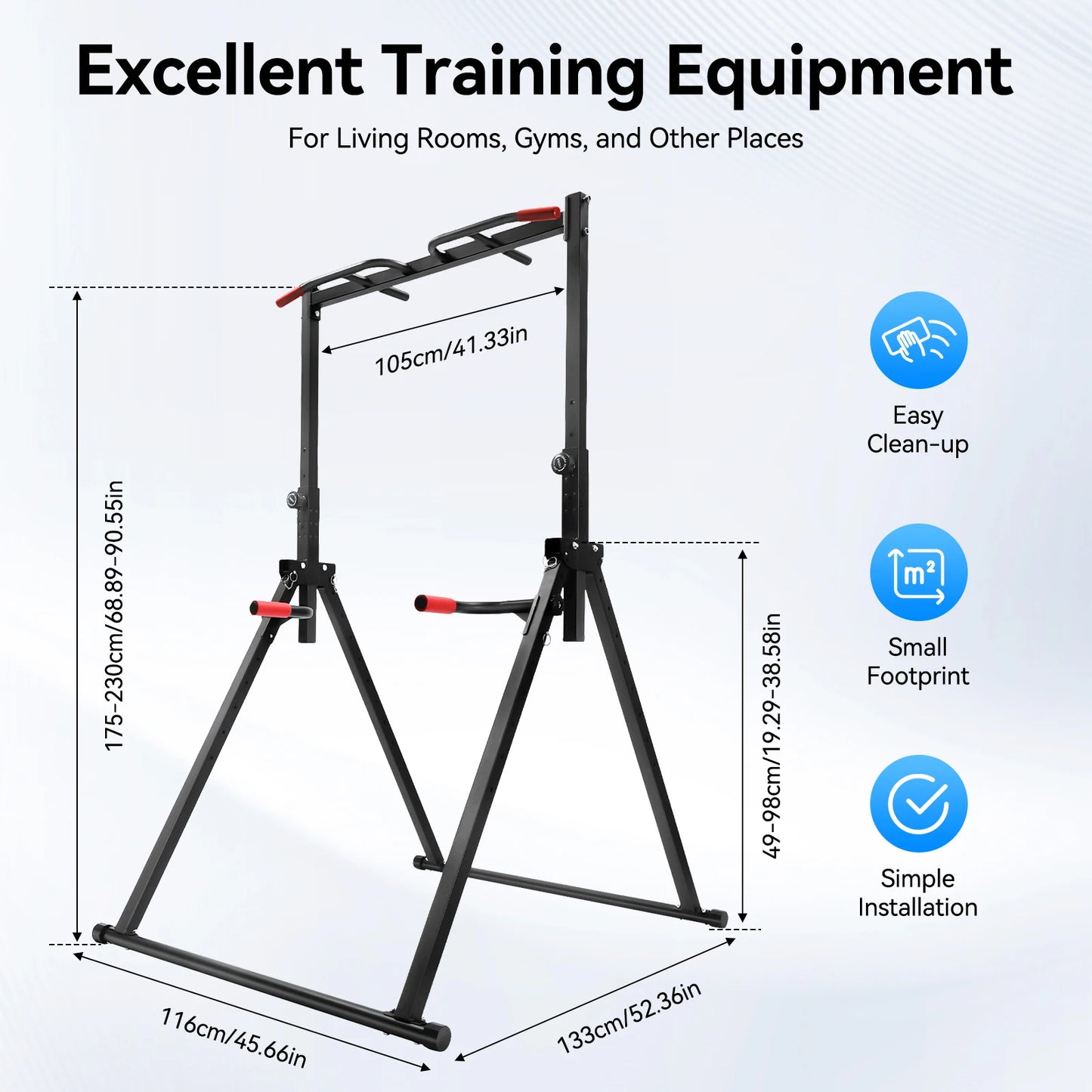 Adjustable Pull Up Bar Foldable Home Gym Parallel Bars Training Station 200kg