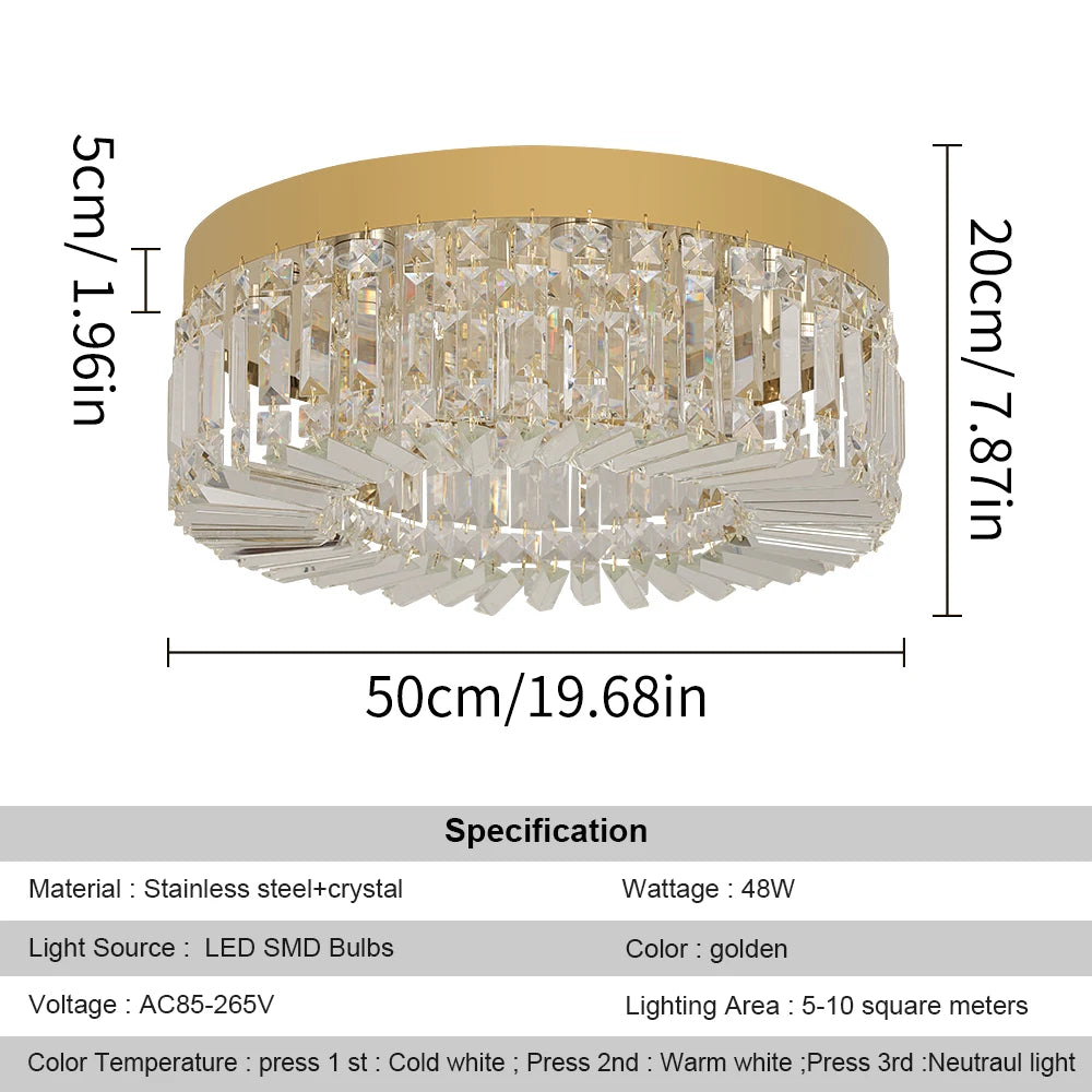 VETRULUS Crystal Ceiling Lamp Living Room Modern Chandelier