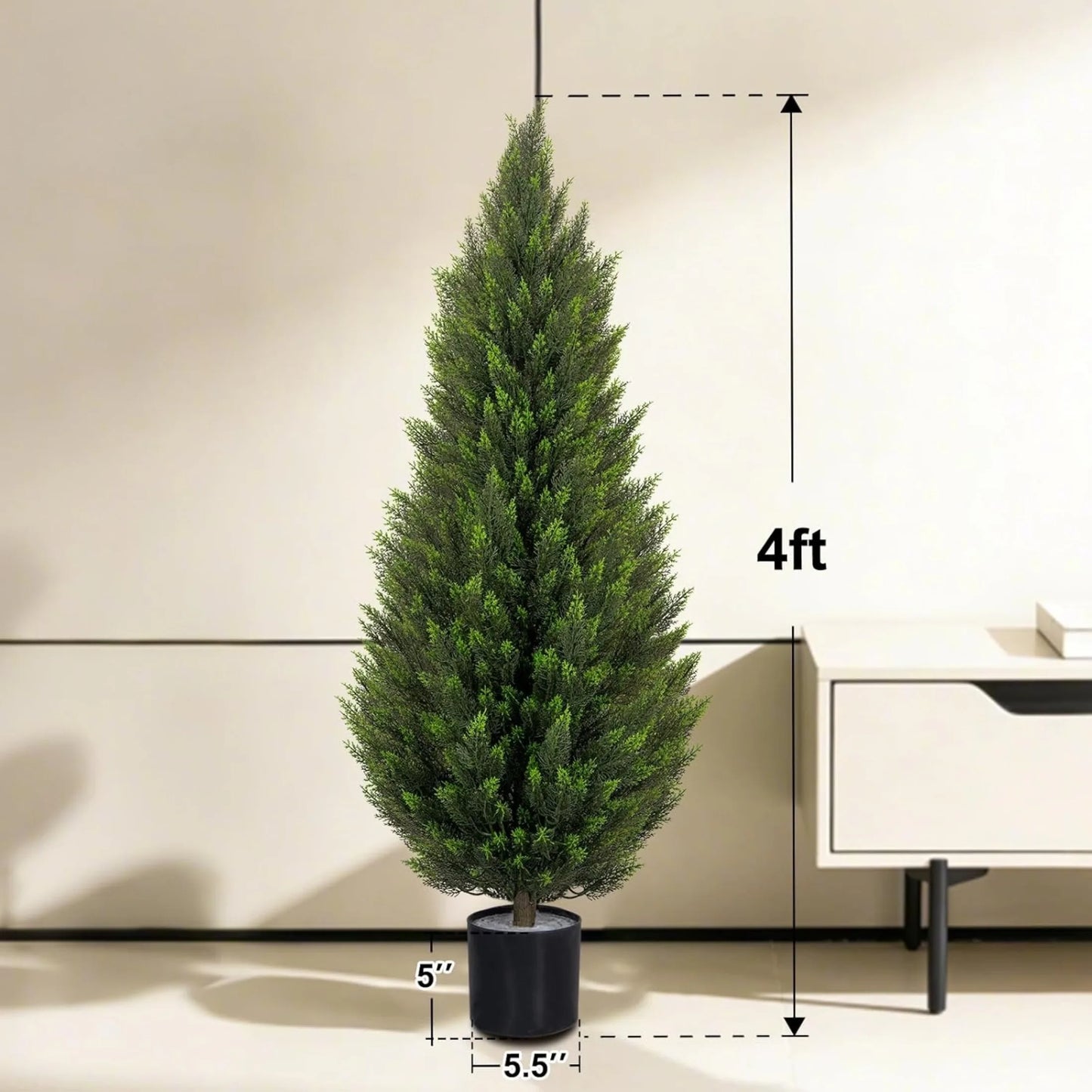 Artificial Topiary Cedar Trees UV-Resistant Faux Evergreen Outdoor Plants