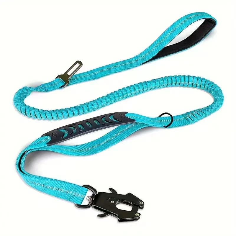 Reflective Shock Absorbing Tactical Dog Leash With Seatbelt