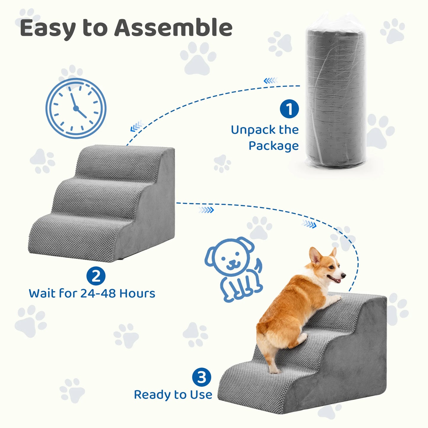 Three To Five Step High Density Foam Dog Stairs Ramp