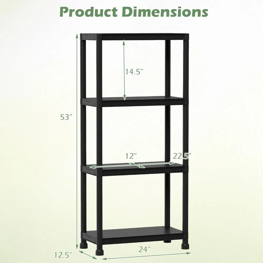 Heavy Duty Plastic Storage Shelves Freestanding Garage Organizer Rack