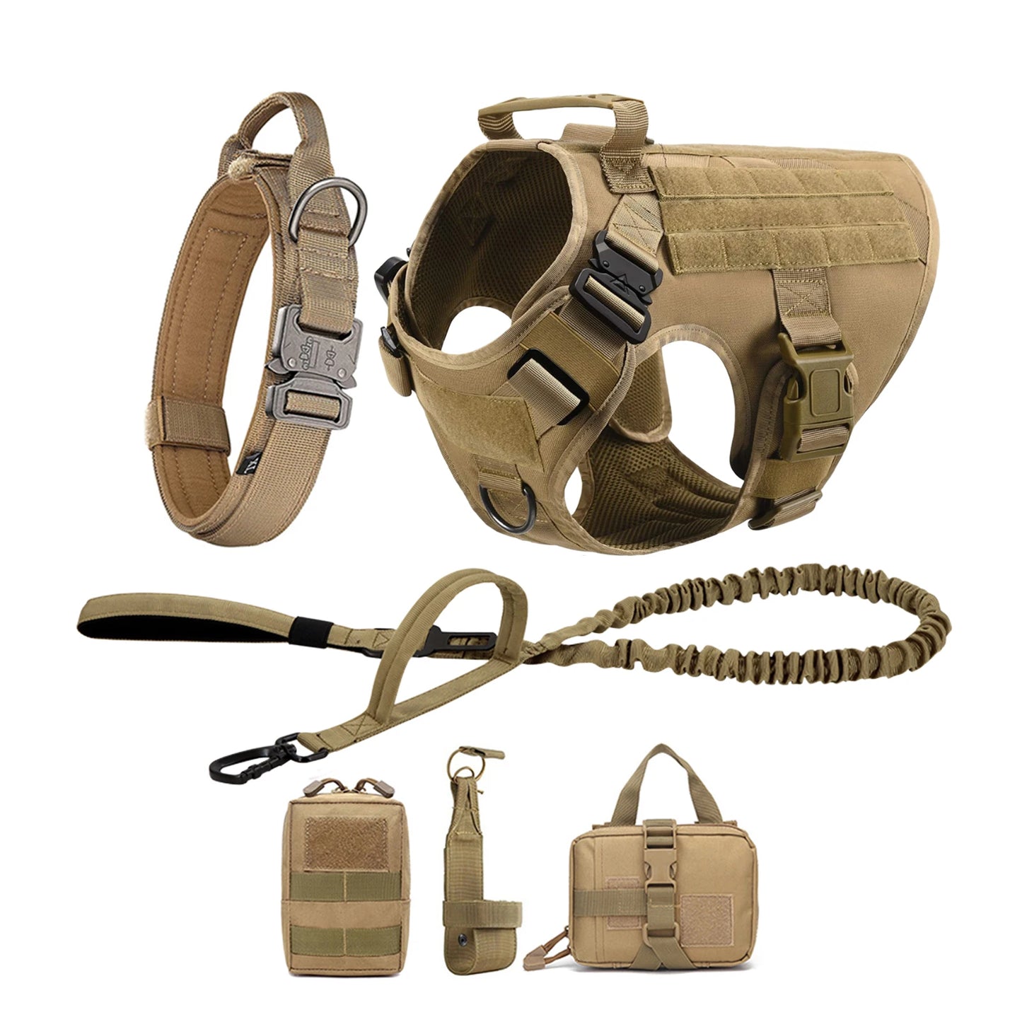 PETRAVEL Tactical Dog Harness Vest With Leash Molle Pouches