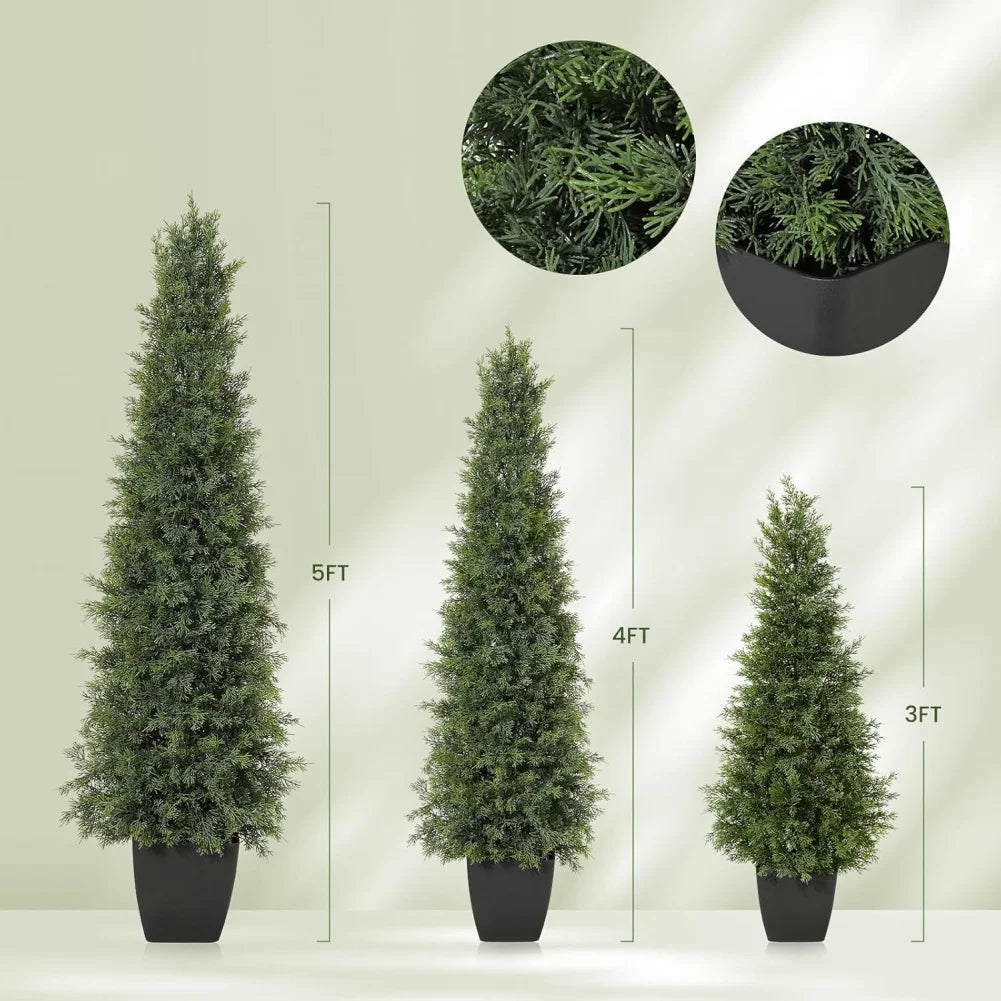HiMISS 2 Pcs Artificial Cedar Trees Greenery Indoor Outdoor Decor