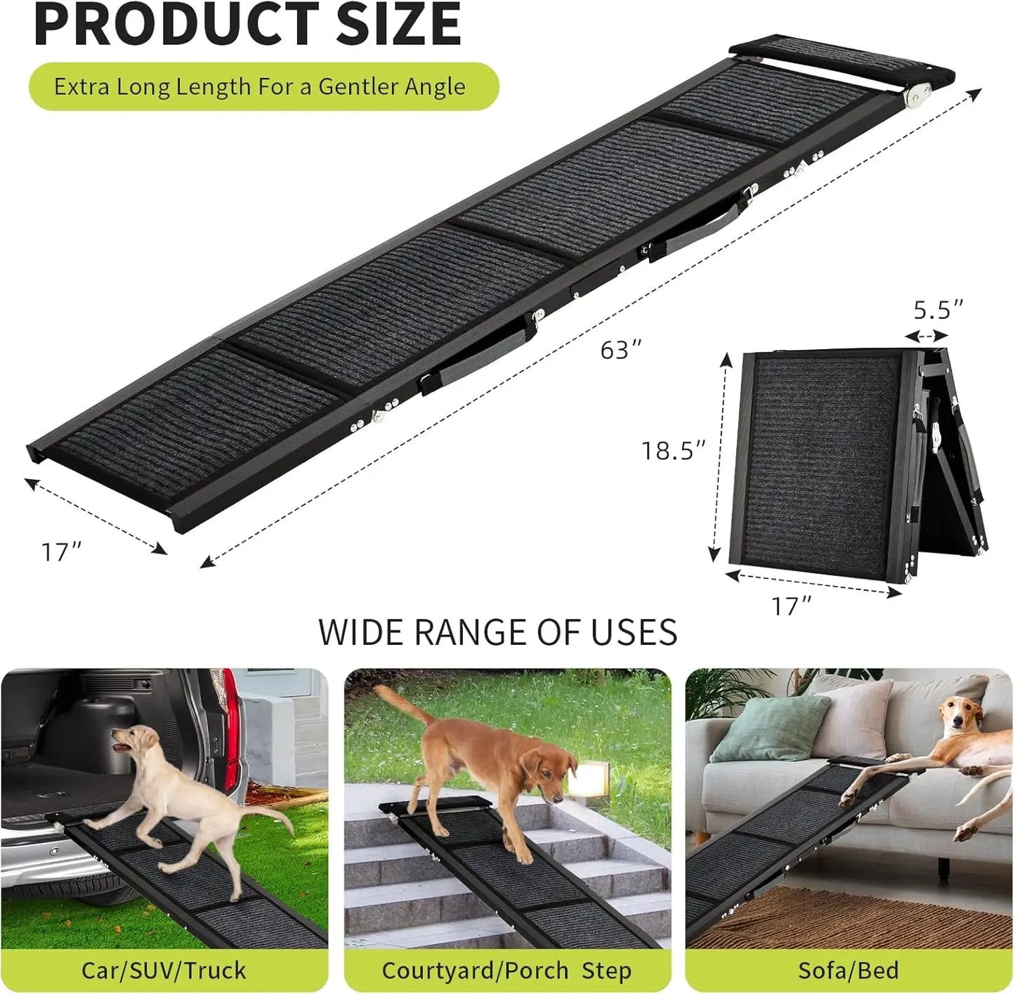 TWISTER.CK Dog Ramp Non Slip Quad Fold For Large Dogs