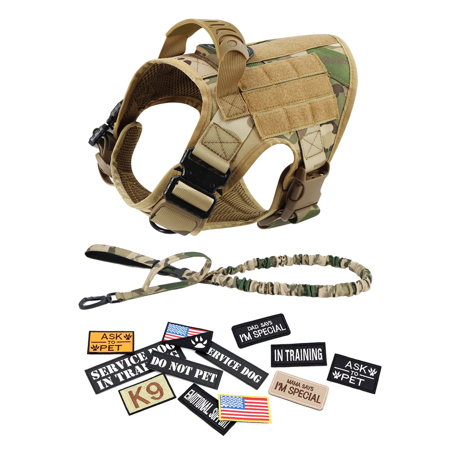 PETRAVEL Military Dog Harness Vest Set Nylon For Malinois Training