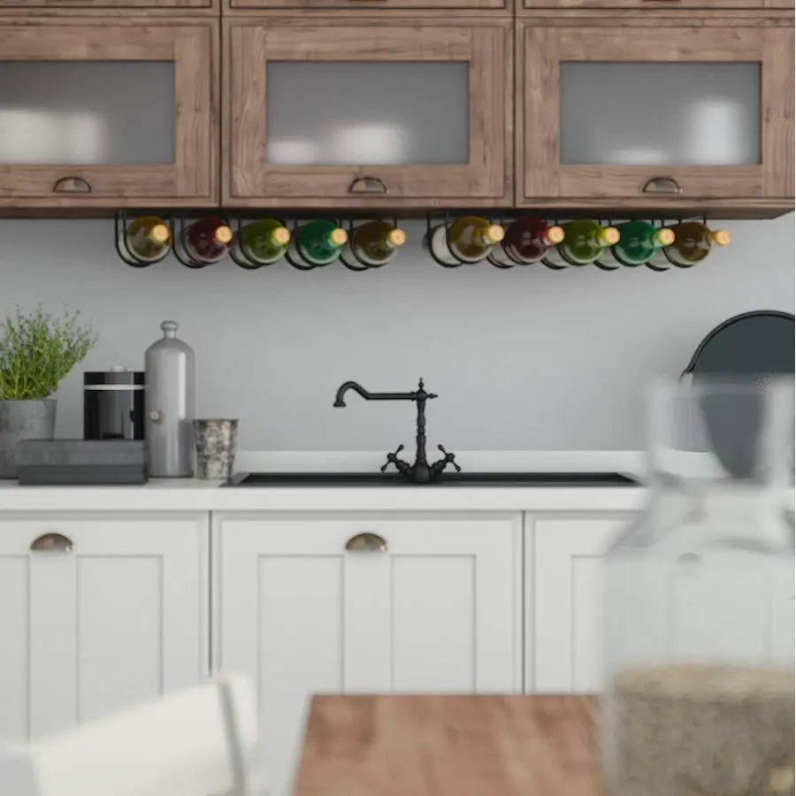 XMSJ Dijon Under Cabinet Wine Rack for Five Bottles Metal