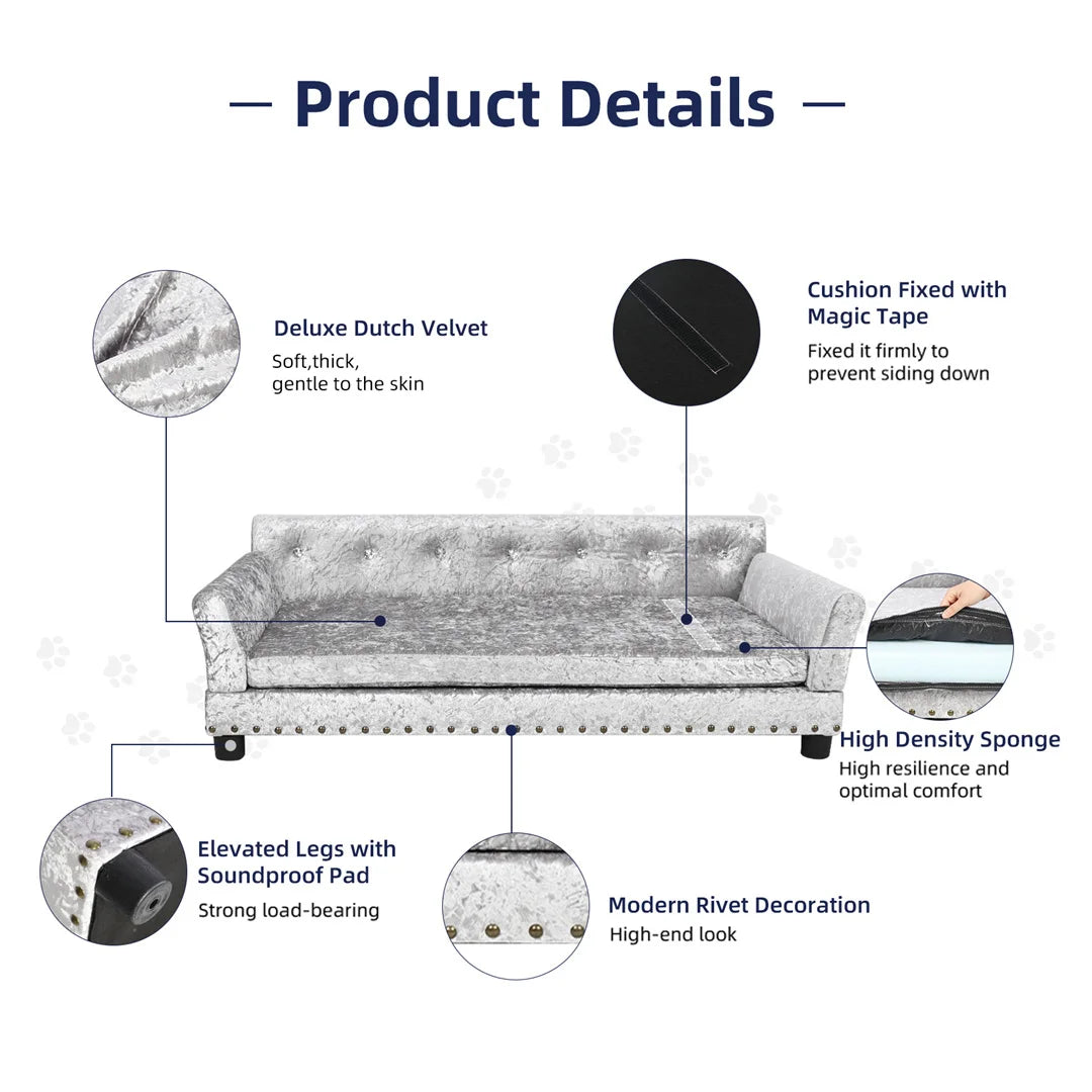 BINGOPAW Deluxe Dutch Velvet Dog Couch Bed With Removable Cushion