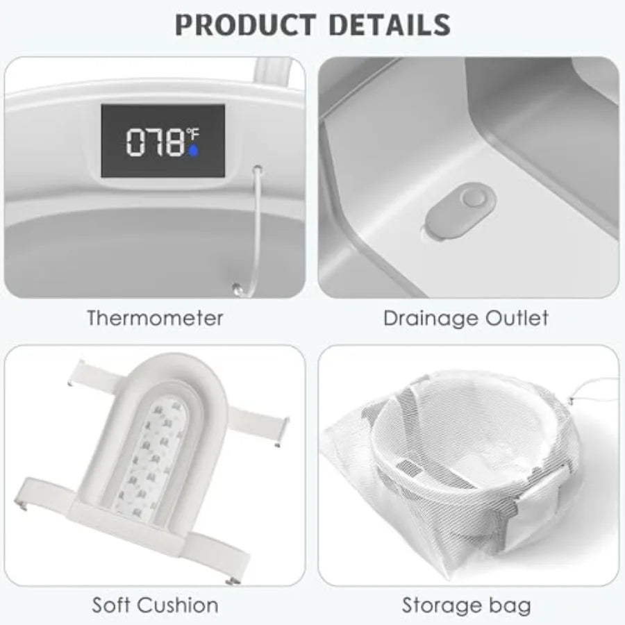 Himold Collapsible Baby Bathtub With Thermometer Cushion