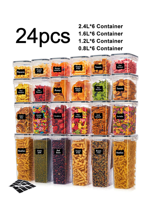 Airtight Food Storage Containers Set With Labels 24 Pieces