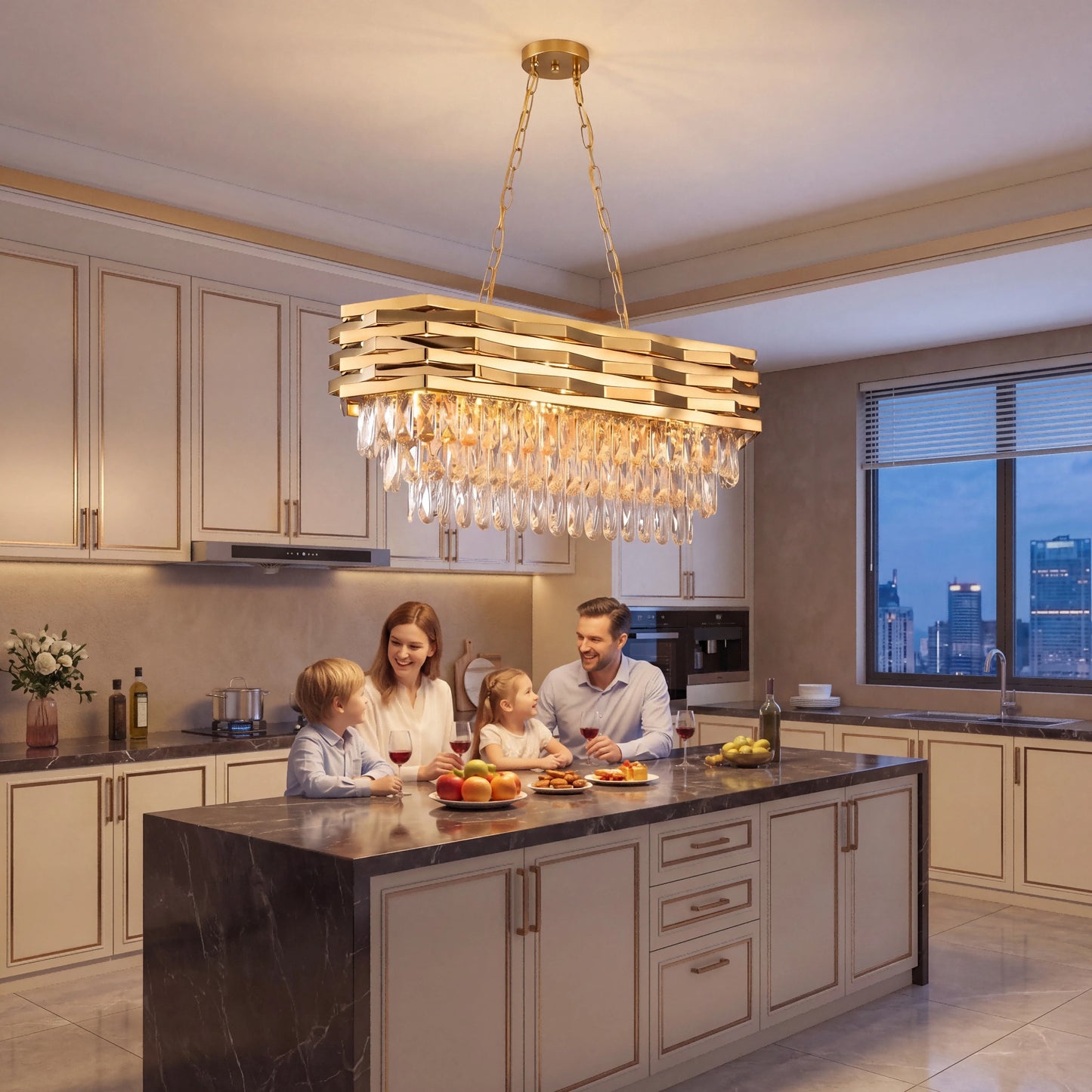 Modern Luxury K9 Crystal Chandelier 8 Light Adjustable Chain Fixture