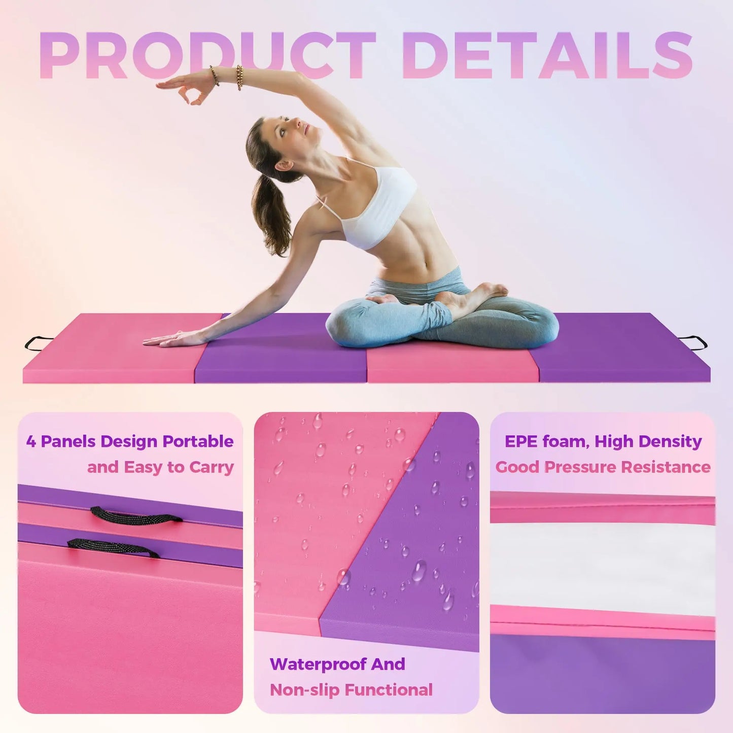 HiMISS Foldable Gymnastics Mat Home Gym Durable Exercise Tumbling Pad