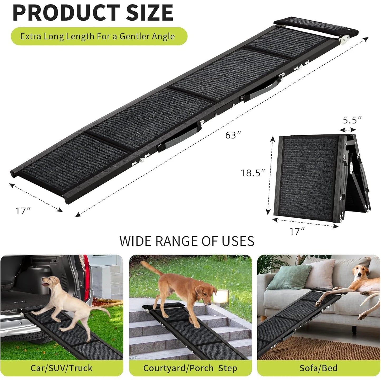 HiMISS Car Dog Ramp Folding Non Slip for Large Dogs