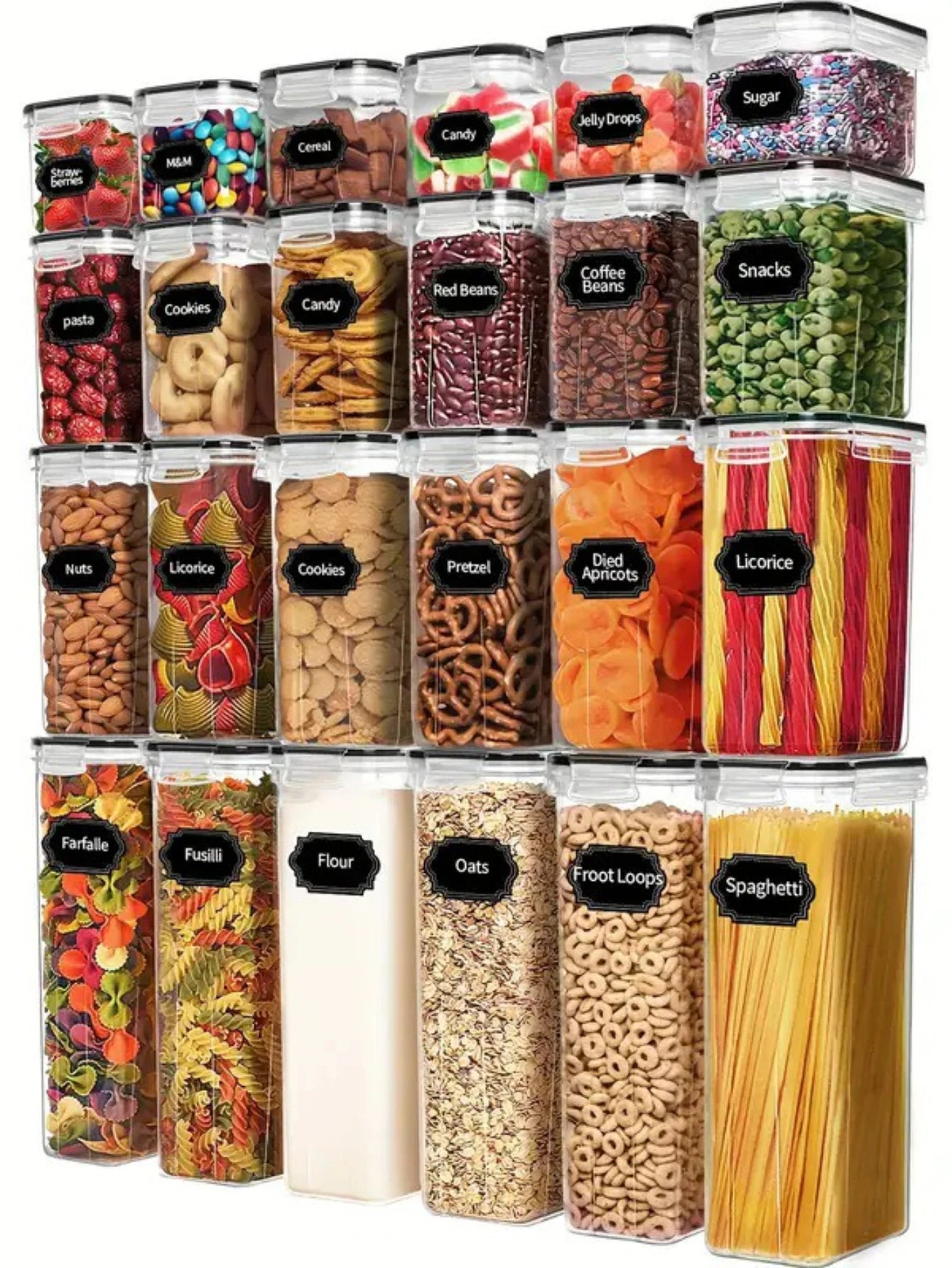Airtight Food Storage Containers Set With Labels 24 Pieces