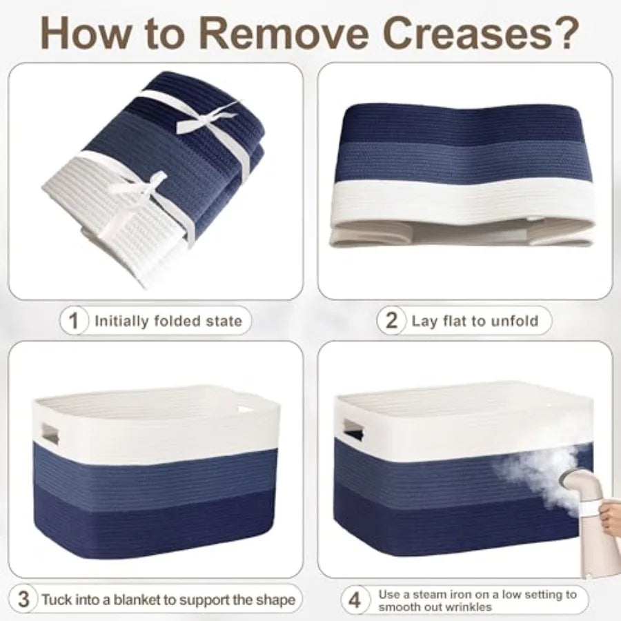 Laundry Basket With Leather Handles For Living Room Storage