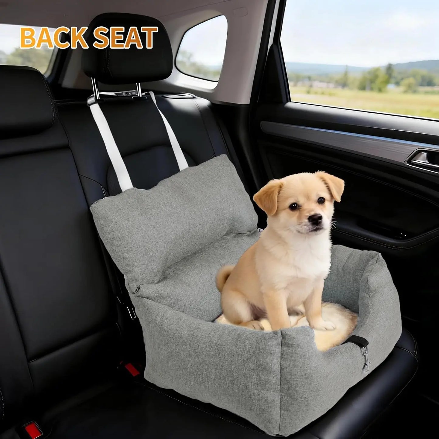 HiMISS Dog Booster Car Seat Bed Portable Elevated Travel Tether