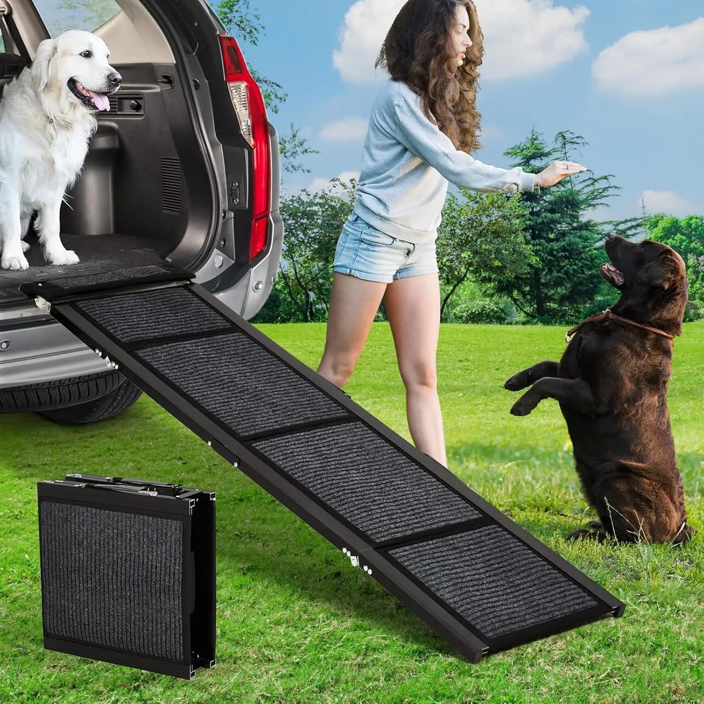 HiMISS Car Dog Ramp Folding Non Slip for Large Dogs