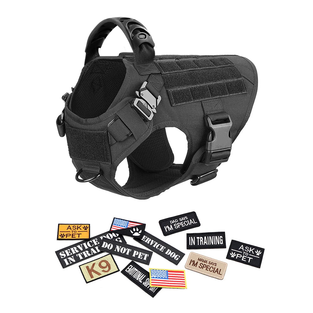 PETRAVEL Military Dog Harness Vest Set Nylon For Malinois Training