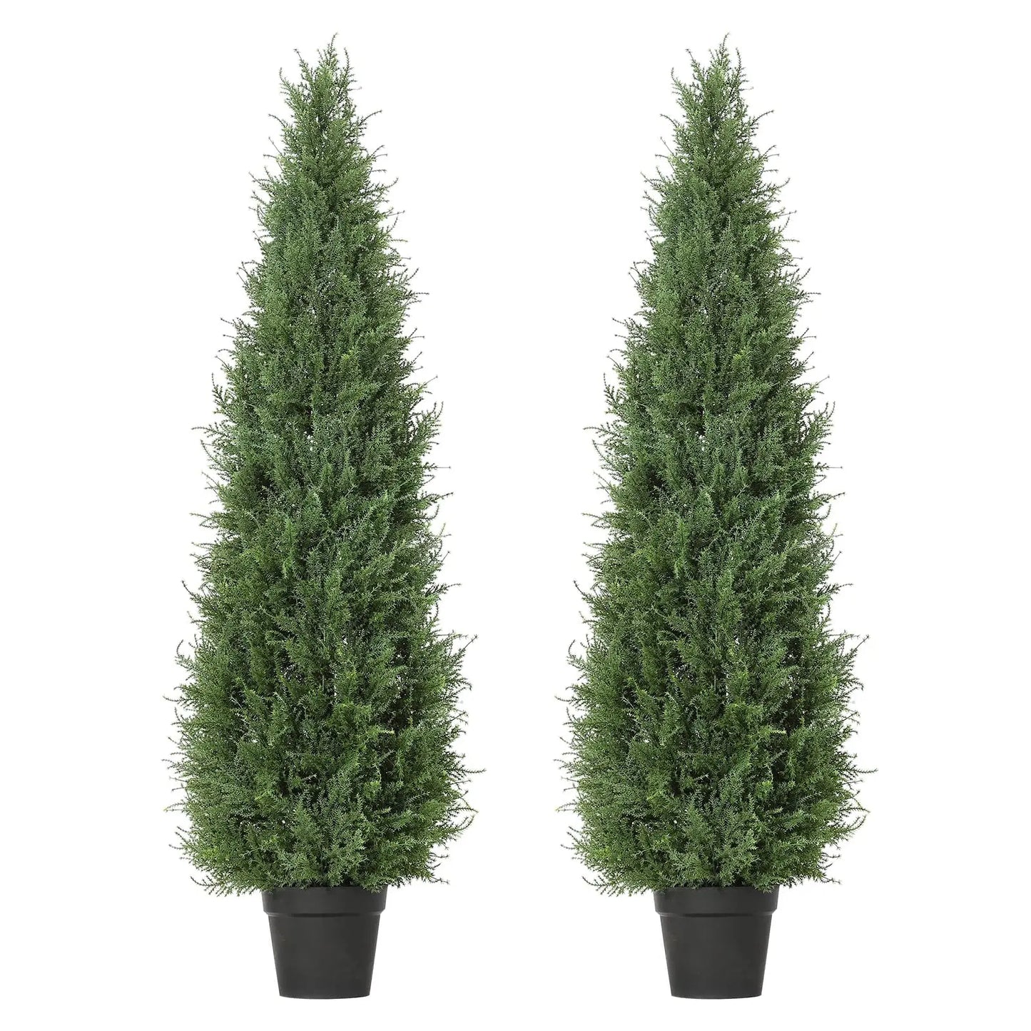 HiMISS Two Pack Artificial Cedar Topiary Trees Outdoors Indoors