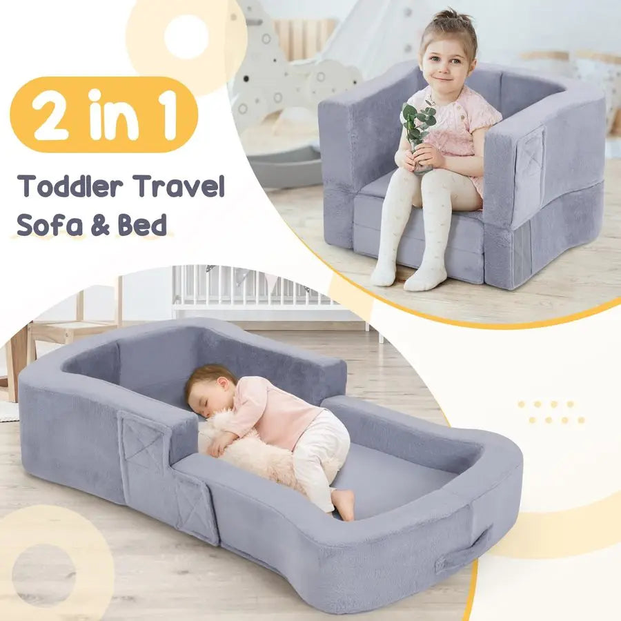 XMSJ 2in1 Travel Bed Toddler Sofa Chair Washable Covers