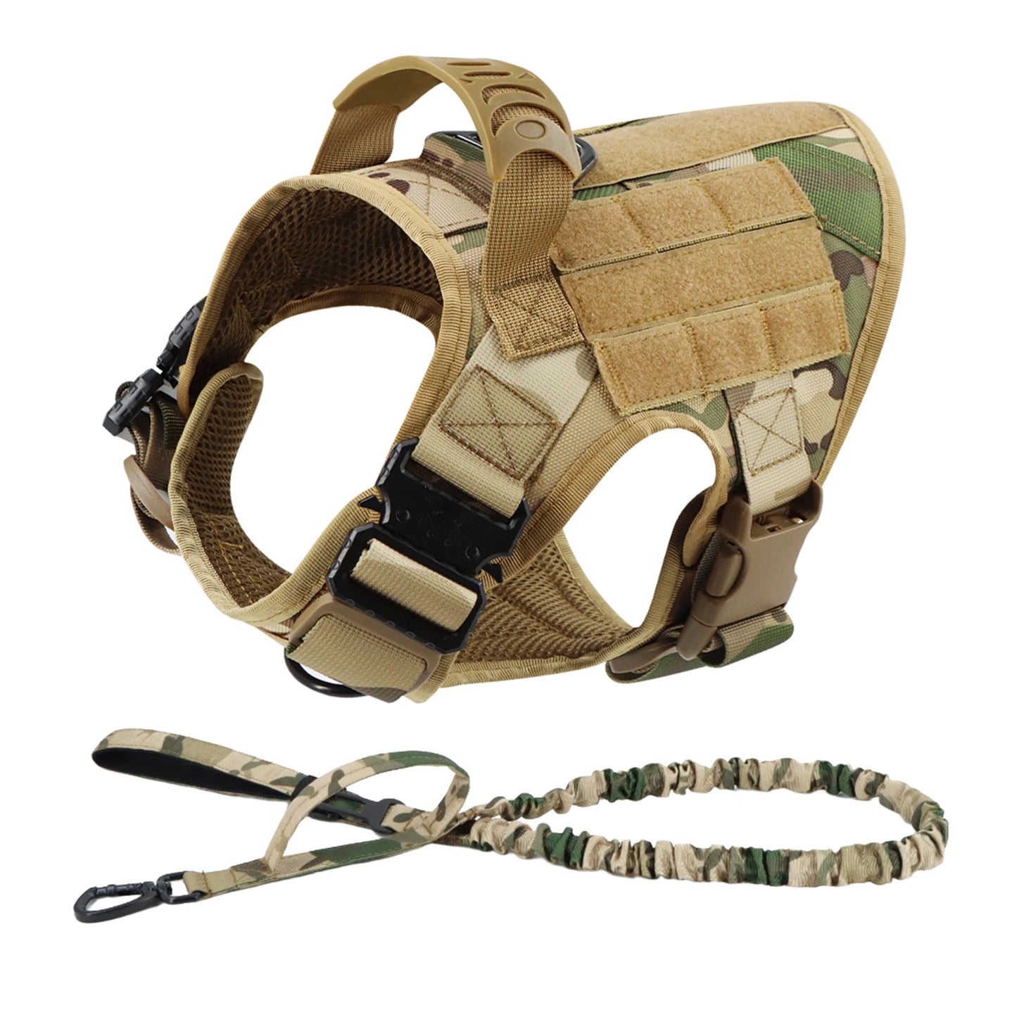 PETRAVEL Tactical Dog Harness Leash Set for Large Dogs No Pull Vest