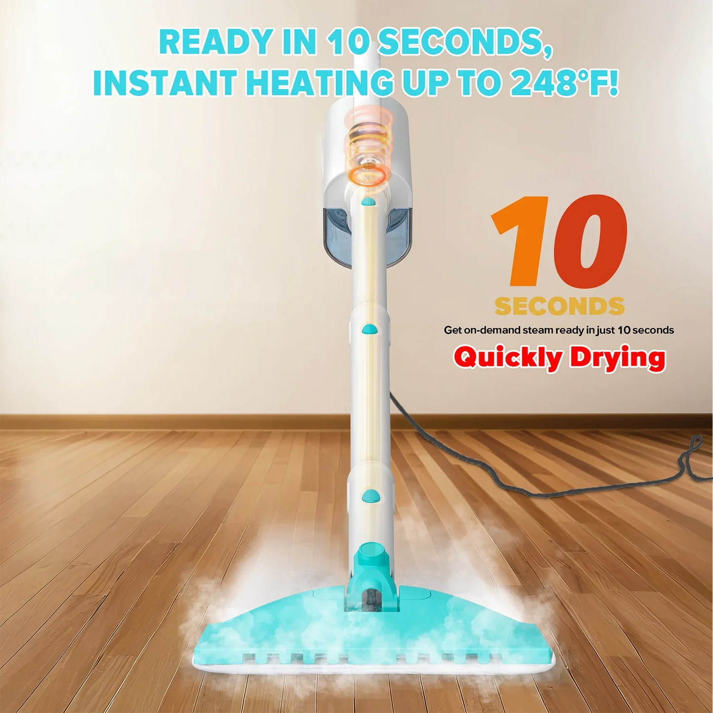 INSE 1200W Steam Mop Powerful Scrubbing Cleaner For Hard Floors