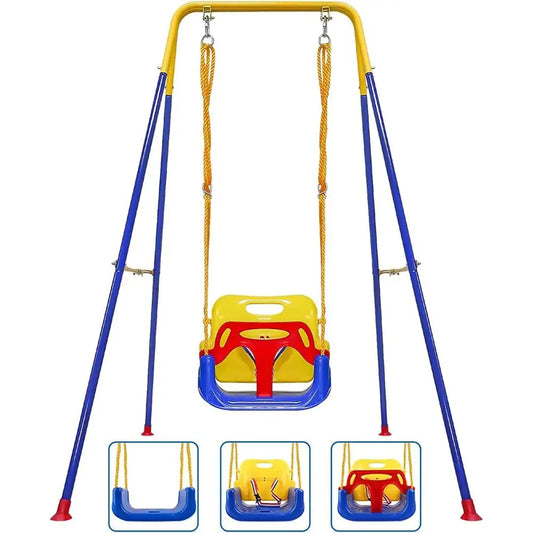 Convertible 3 In 1 Swing Set For Outdoor Indoor Toddlers