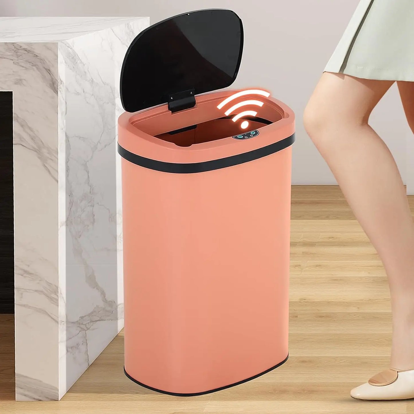 Stainless Steel Motion Sensor Trash Can With Touchless Operation