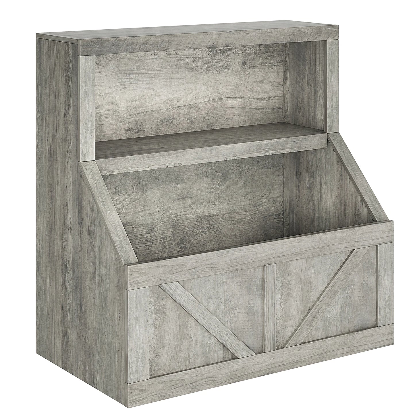 Kids Wooden Bookcase Organizer With Cubby Storage Shelf For Playroom