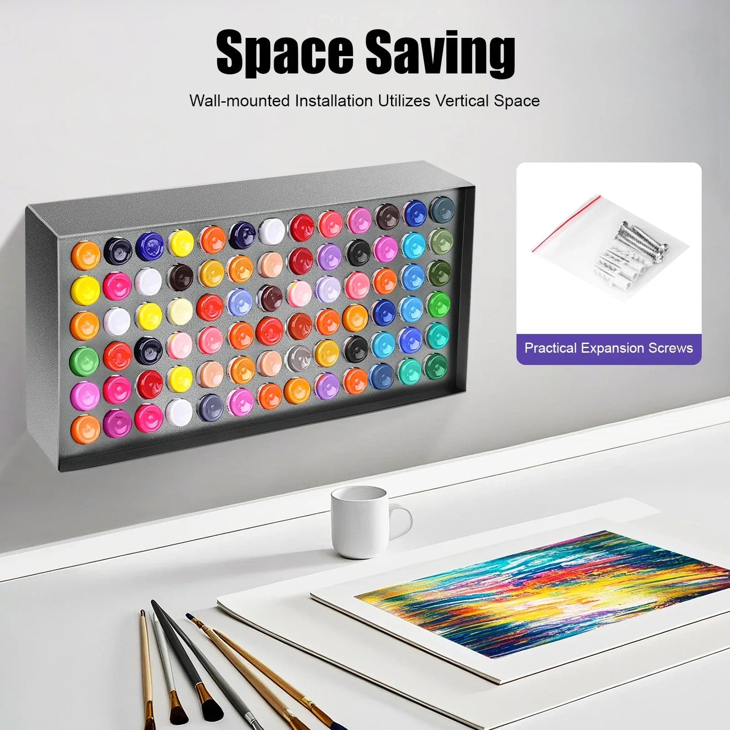 Wall Mounted Iron Paint Bottle Rack For Nail Polish Tools