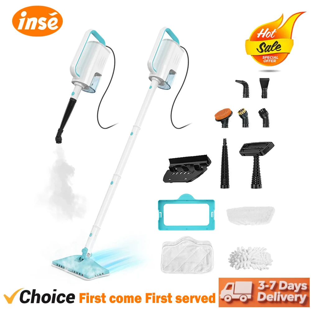 INSE 1200W Steam Mop Powerful Scrubbing Cleaner For Hard Floors