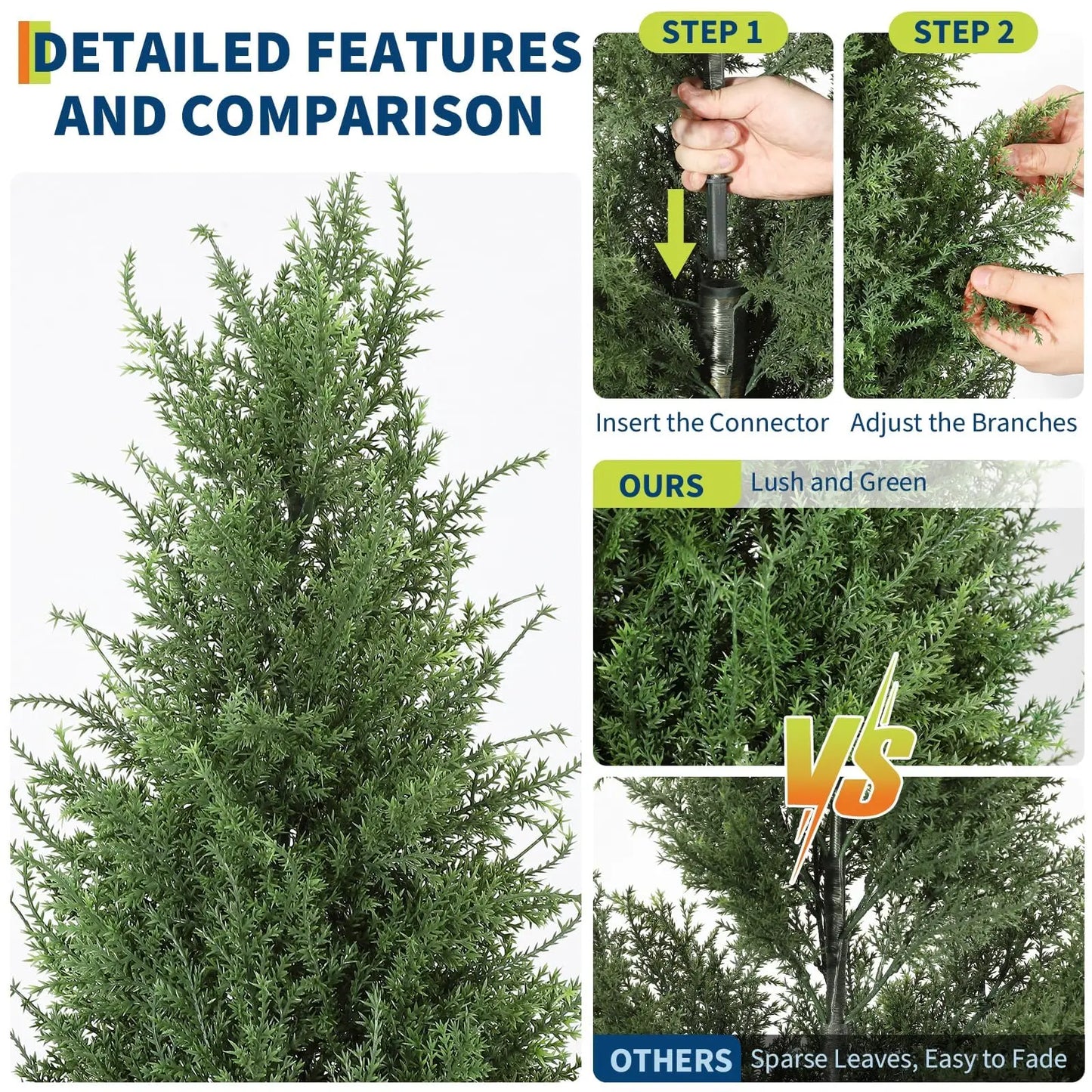 HiMISS Two Pack Artificial Cedar Topiary Trees Outdoors Indoors