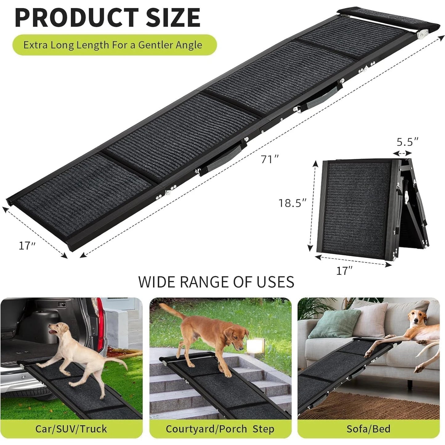 HiMISS Car Dog Ramp Folding Non Slip for Large Dogs