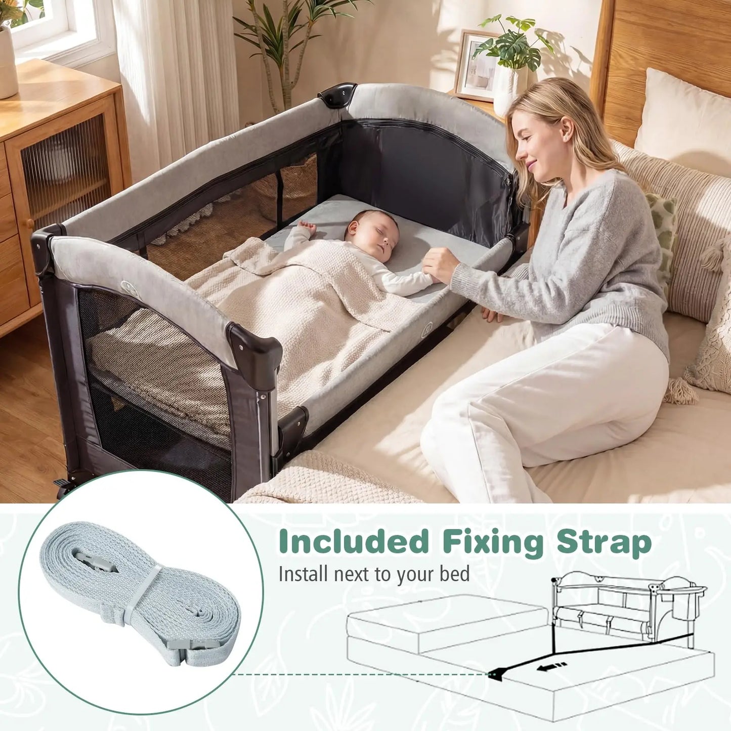 Portable Baby Playard With U Shaped Diaper Changer Multifunction Bassinet