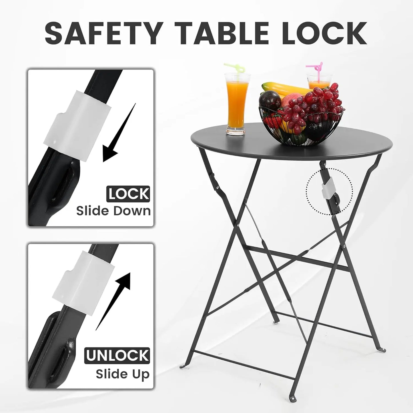 Foldable Patio Bistro Set With Space Saving Table And Chairs