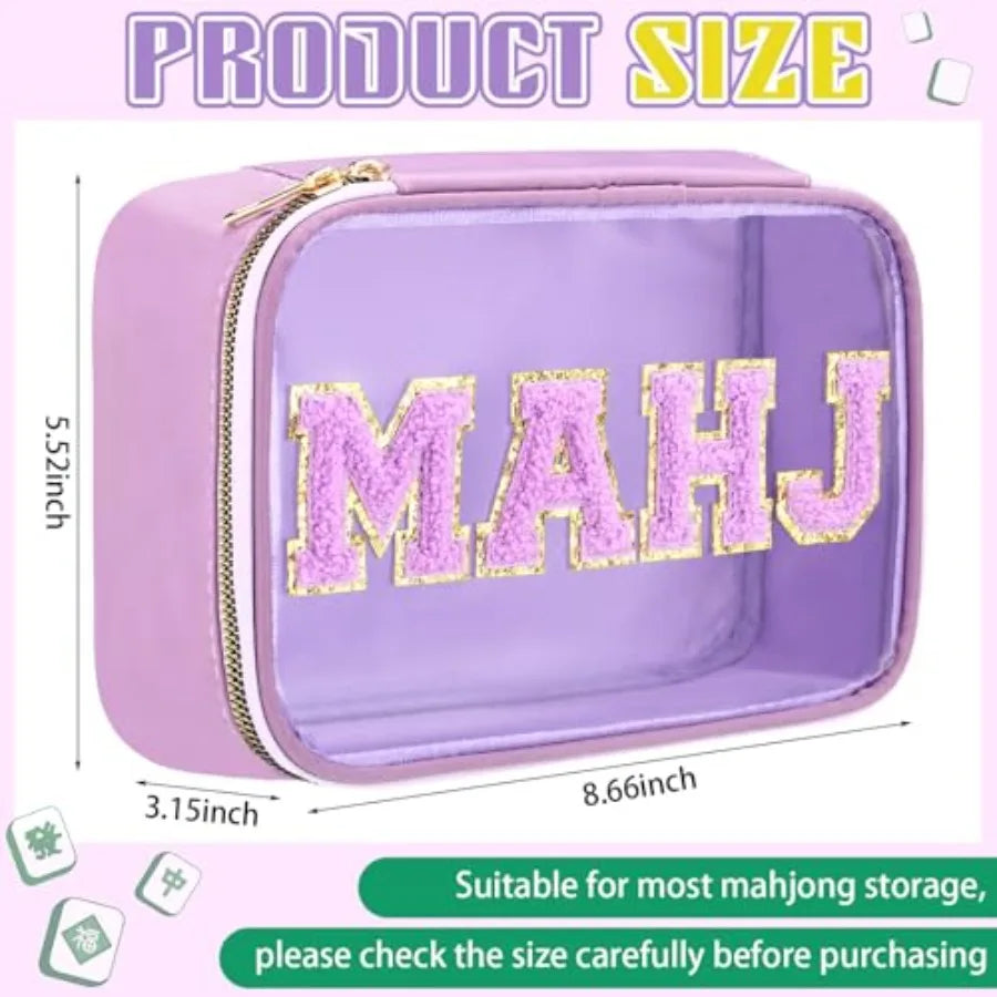 PVC Mahjong Tile Storage Bag With Zippered Case For Games