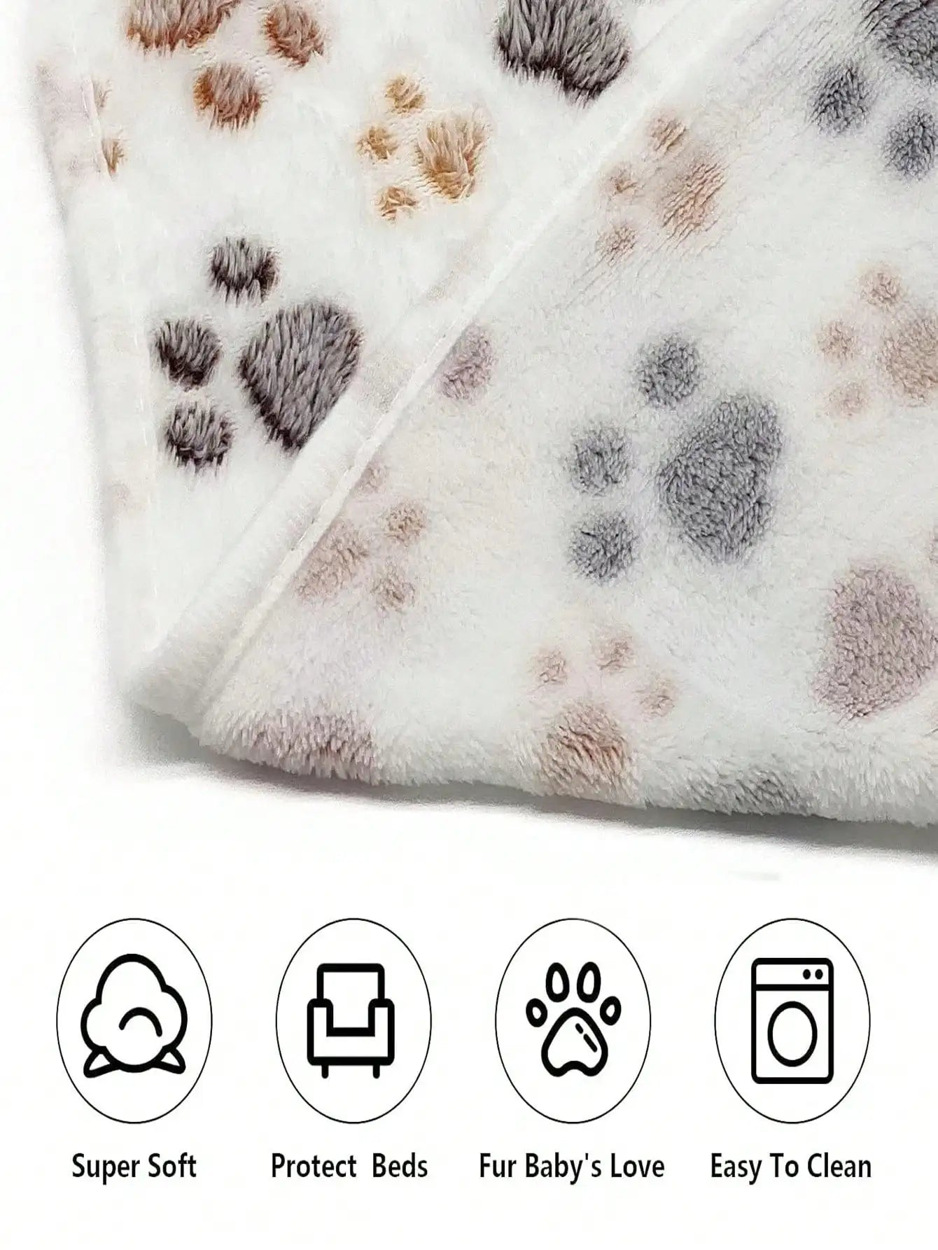 Puppy Blanket Super Soft Warm Sleep Mat Paw Print Fleece Pet Blanket