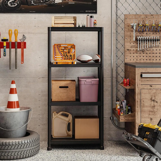 Heavy Duty Plastic Storage Shelves Freestanding Garage Organizer Rack