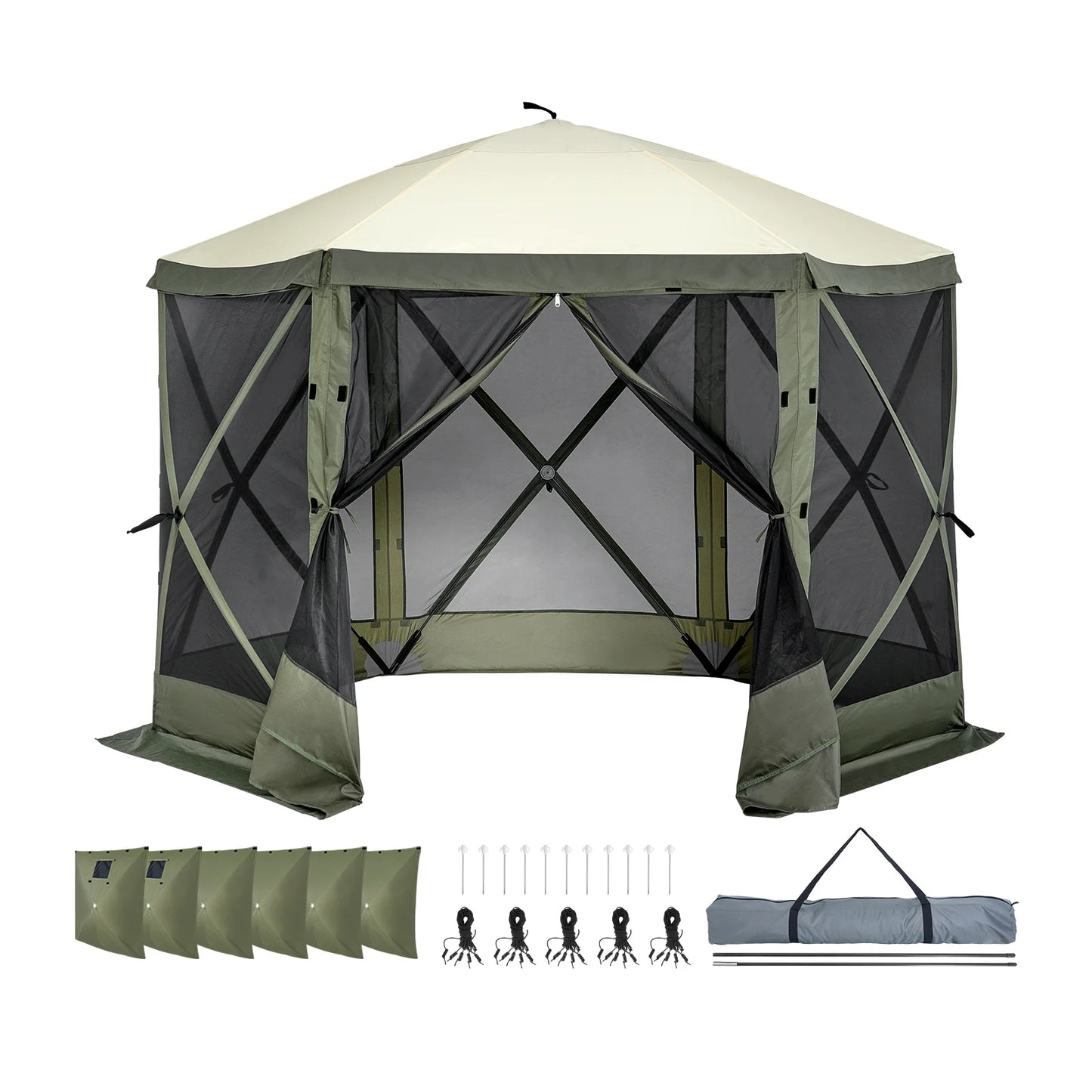 SucceBuy Pop Up Gazebo Tent With Privacy Cloths Mesh Windows