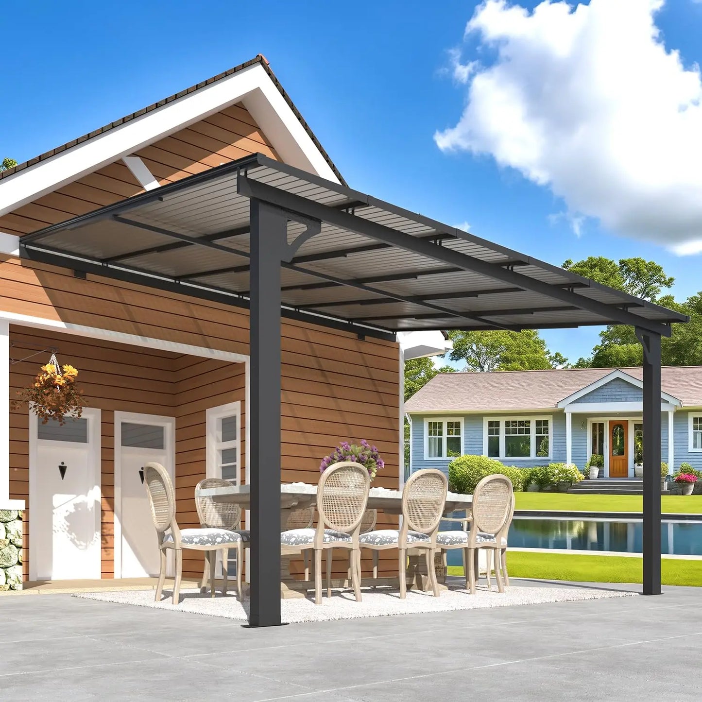 Wall Gazebo Hard Top Pergola For Outdoor Patio Deck