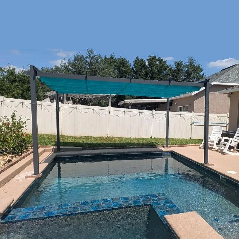 Purple Leaf Outdoor Retractable Pergola With Sun Shade Canopy