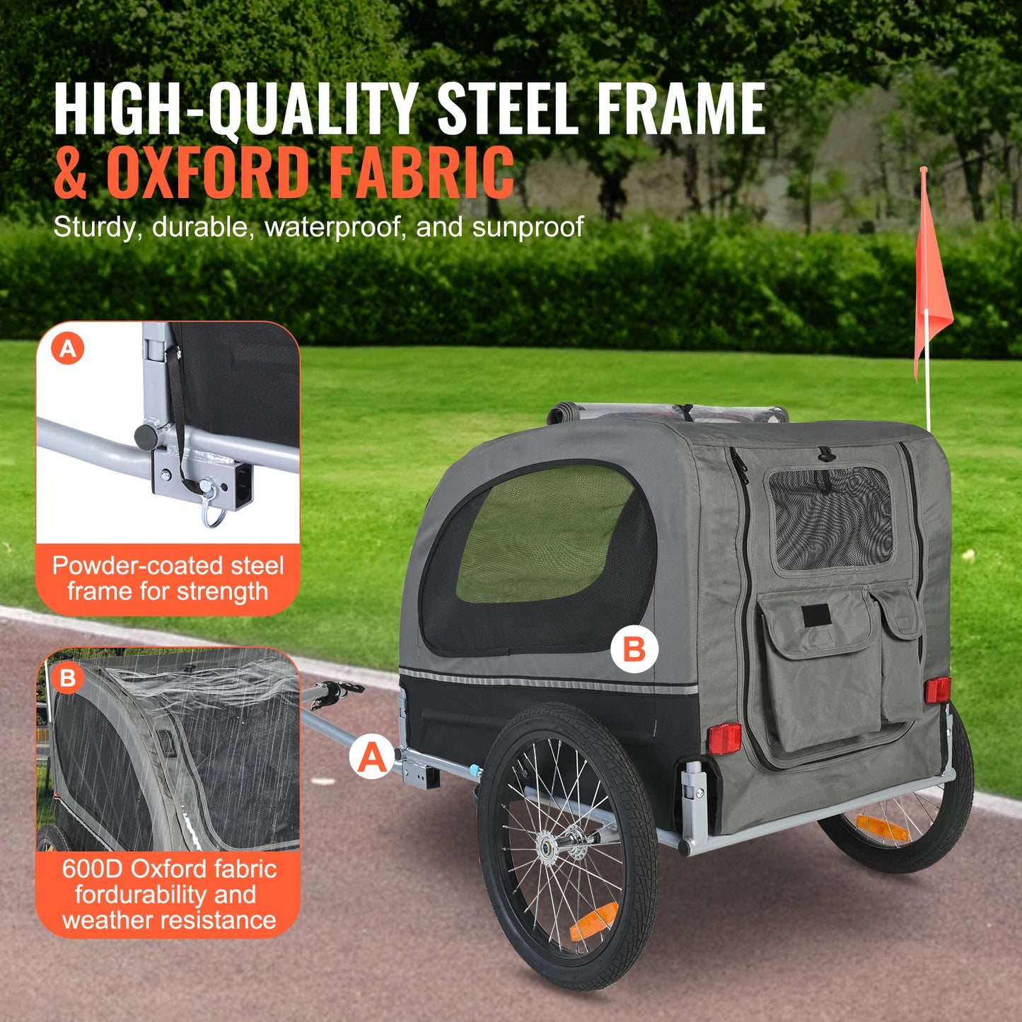 Dog Bike Trailer Carrier For Pets Bicycle Cart With Wheels