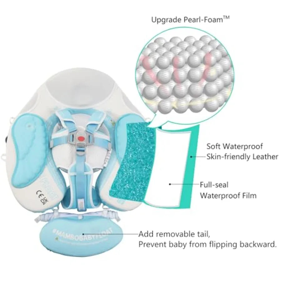 Mambobaby Baby Swim Float With Tail And UPF Sun Canopy
