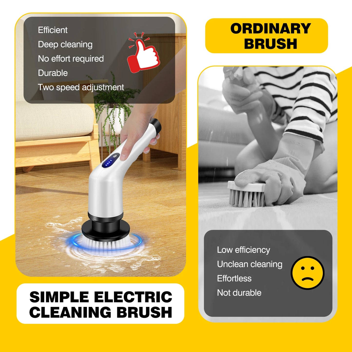 DayPlus 3 In 1 Electric Cleaning Brush USB Rechargeable Scrubber