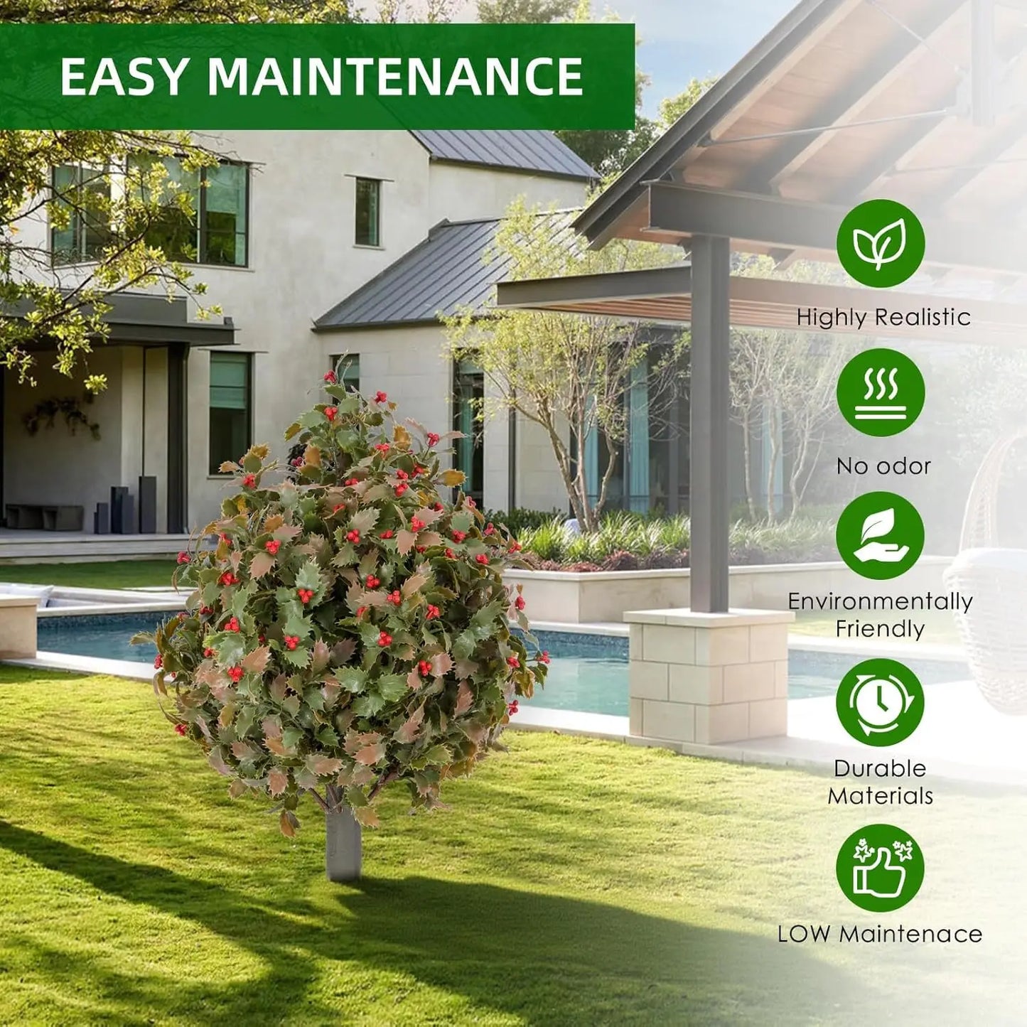 HiMISS Boxwood Topiary Ball Trees 2 Pcs Ground Spikes