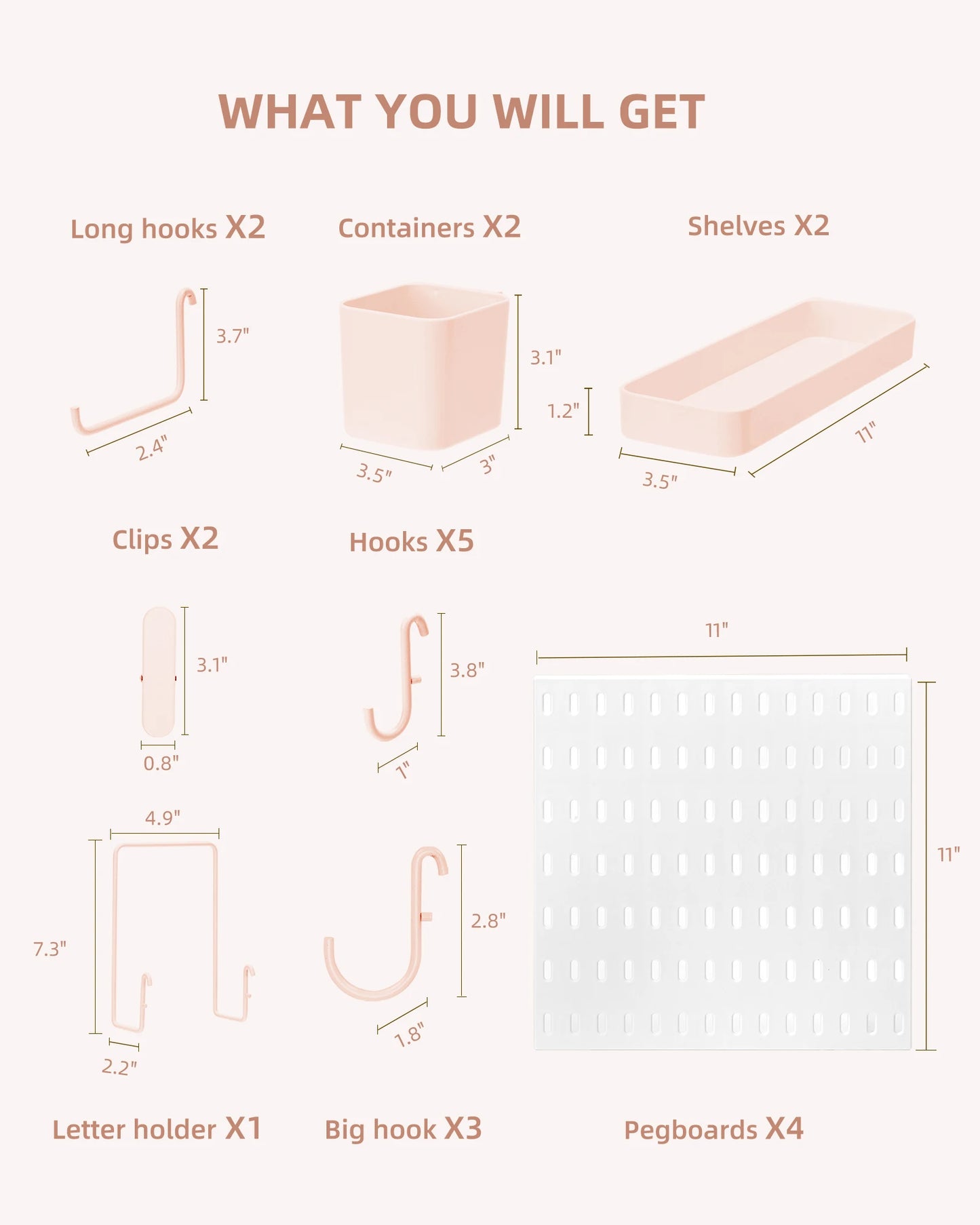 Deli Pegboard Combination Kit 4 Pieces Storage Wall Mount
